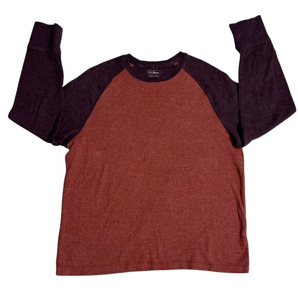L.L. Bean Men's Slightly Fitted Raglan Long Sleeve Shirt Size L Heathered Maroon - Picture 1 of 10